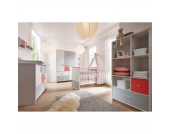 Komplett Kinderzimmer CANDY RED, 3-tlg. (Kinderbett, Umbauseiten, Wickelkommode und 3-türiger Kleiderschrank), weiß/rot/grau Gr. 70 x 140